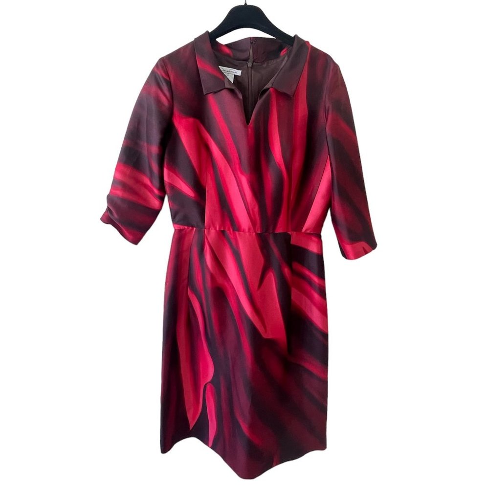Oscar De La Renta Merlot Red Mikado Silk Dress - Picture 2 of 11